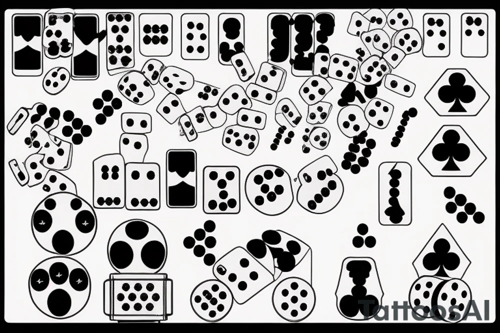 893 number with dice and poker csrds on background tattoo idea