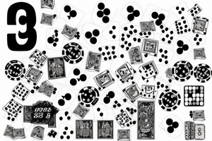 893 number with dice and poker cards on background tattoo idea