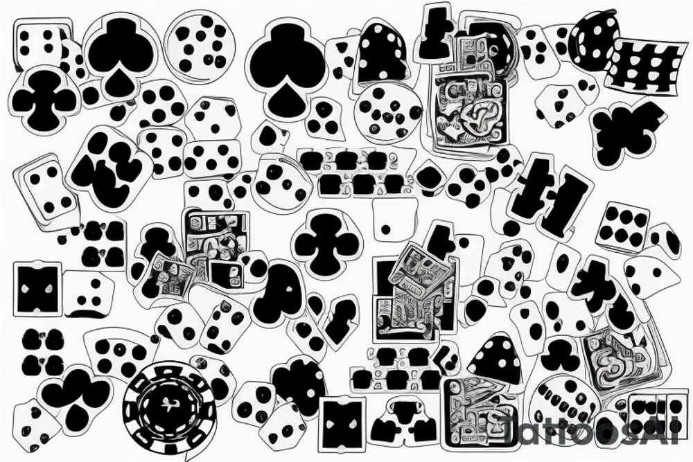 893 number with dice and poker cards on background tattoo idea
