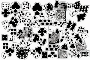 893 number with dice and poker cards on background tattoo idea