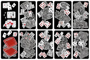 8, 9 and 3 numbers with dice and poker cards on background tattoo idea