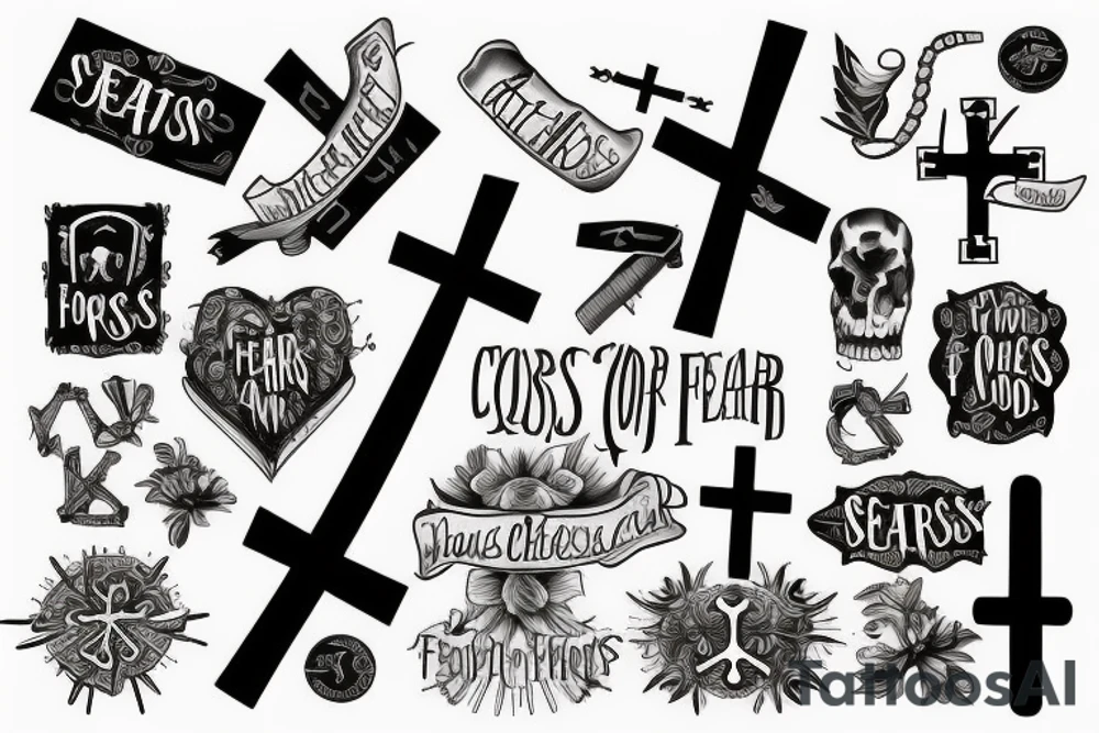 FAITH over fears with a cross in the middle tattoo idea