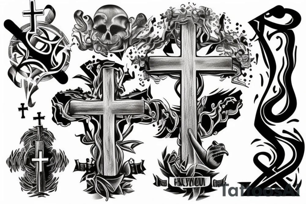 Cross, FAITH, fear tattoo idea