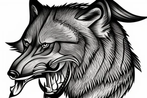Black and grey wolf viking left chest tattoo idea