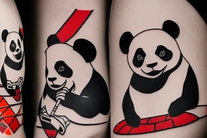 A panda smoking a joint and wearing a arsenal jersey tattoo idea