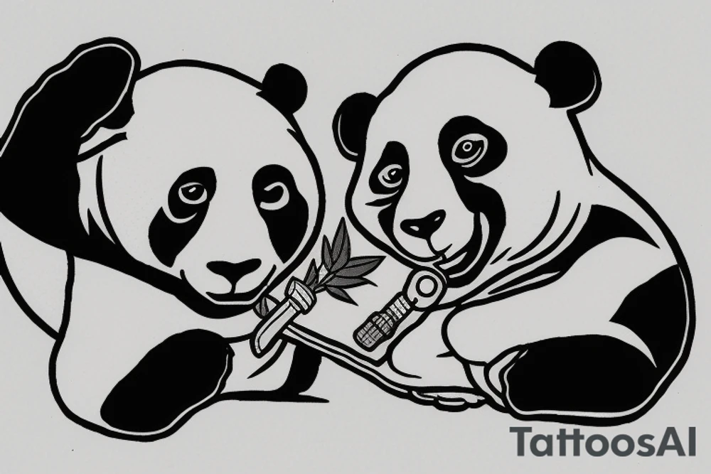 A panda smoking a joint tattoo idea