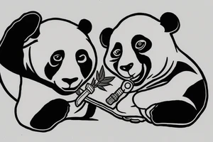 A panda smoking a joint tattoo idea