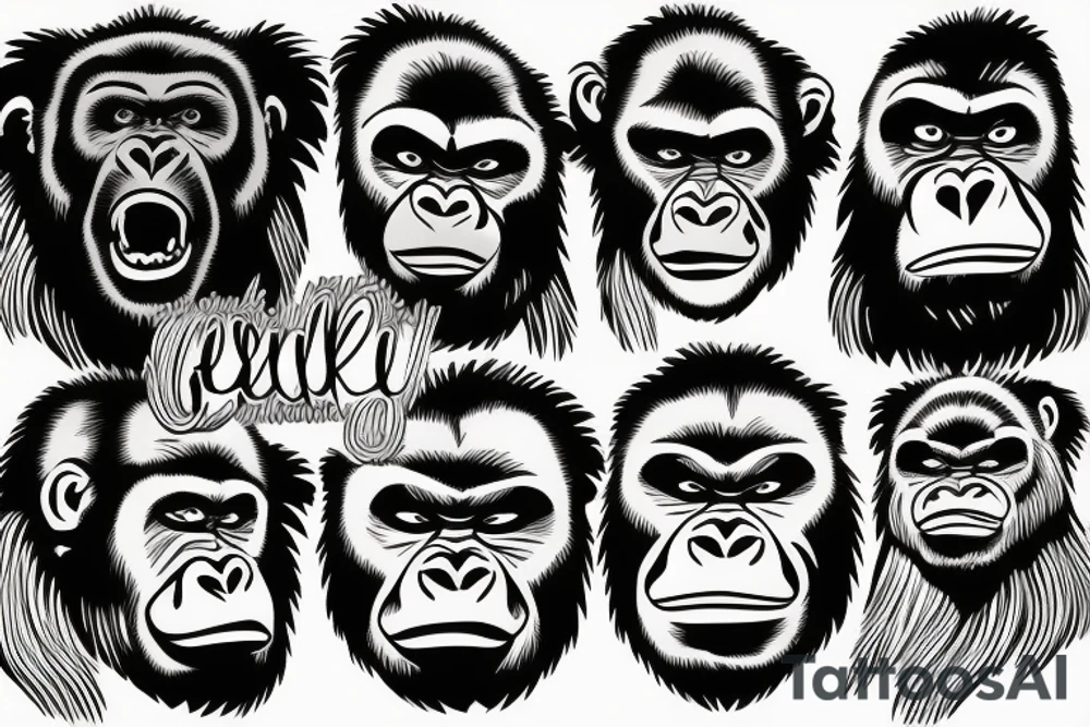 Gorilla head make it abstract tattoo idea