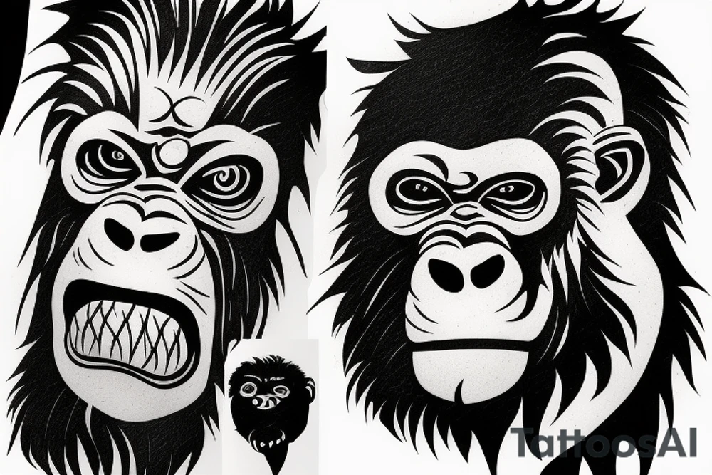 Gorilla head make it abstract tattoo idea