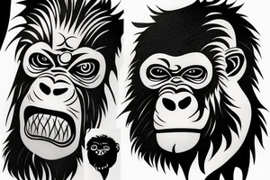 Gorilla head make it abstract tattoo idea