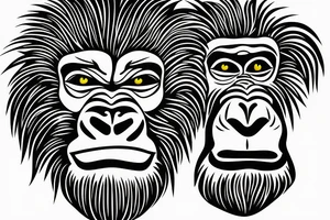 Gorilla head make it abstract 
With open mouth tattoo idea