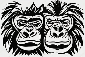 Gorilla head make it abstract 
With open mouth tattoo idea
