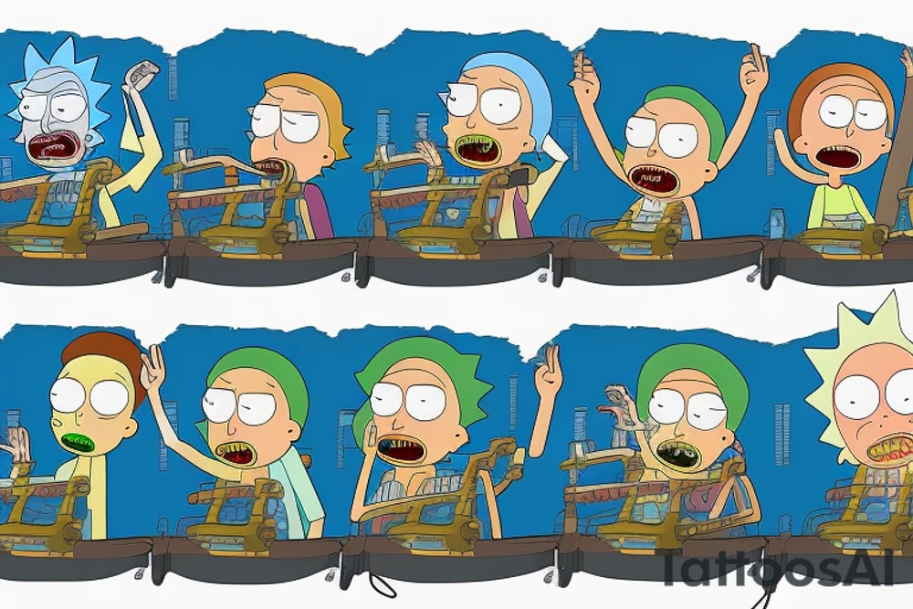 Rick and Morty on a rollercoaster. tattoo idea