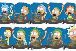 Rick and Morty on a rollercoaster. tattoo idea