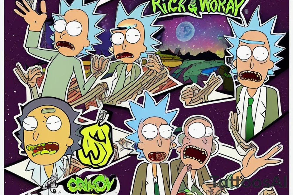 Rick and Morty on a rollercoaster. tattoo idea