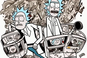 Rick and Morty on a rollercoaster. tattoo idea