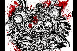 inner Bicep tattoo that says Good Over Evil, splashes of red ink tattoo idea