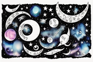 crescent moon and universe, powerful tattoo idea
