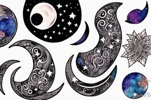 crescent moon and universe, powerful tattoo idea
