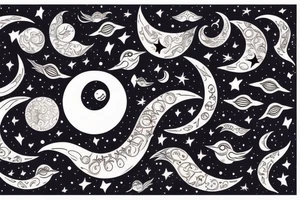 crescent moon and universe, powerful, bird tattoo idea
