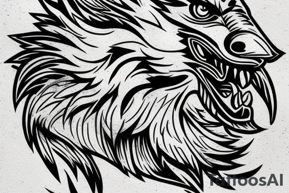 wolf, motorcycle, eagle tshirt style tattoo idea
