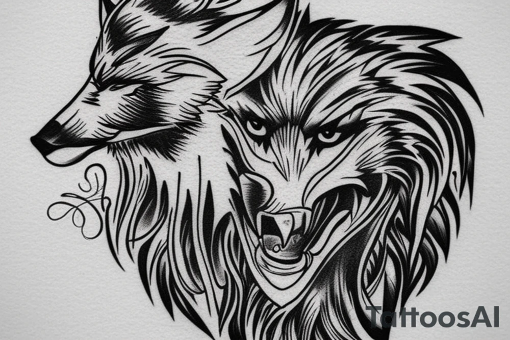 wolf, motorcycle, eagle tshirt style tattoo idea