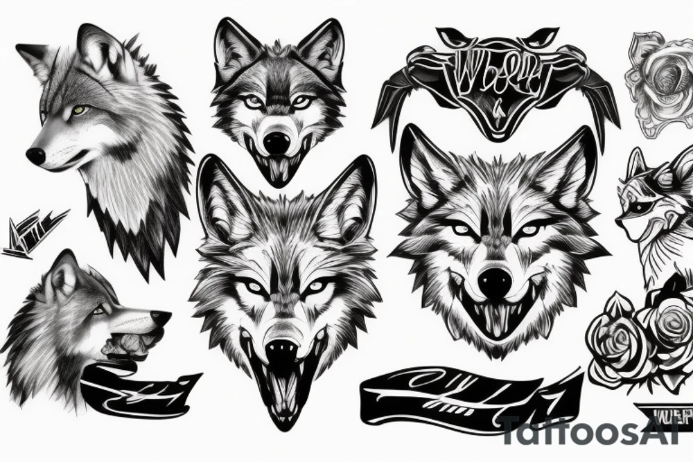 wolf, motorcycle,  tshirt style tattoo idea