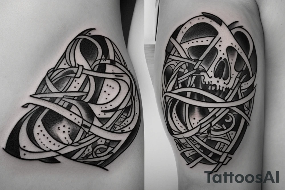 Memento mori script bone cancer ribbon tattoo idea Memento mori script bone cancer ribbon tattoo idea