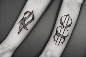 Memento mori script bone cancer ribbon tattoo idea