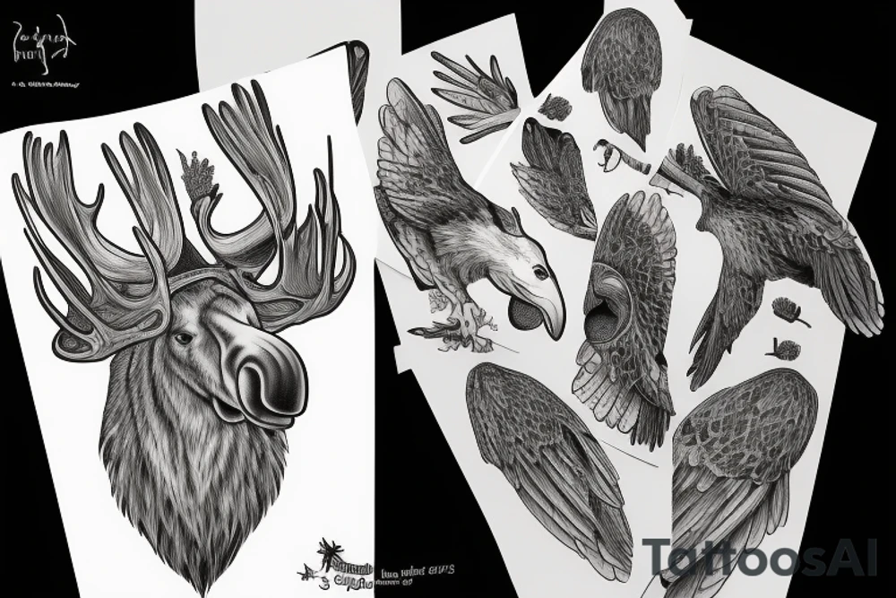 Moose eating an eagle tattoo idea