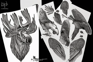 Moose eating an eagle tattoo idea