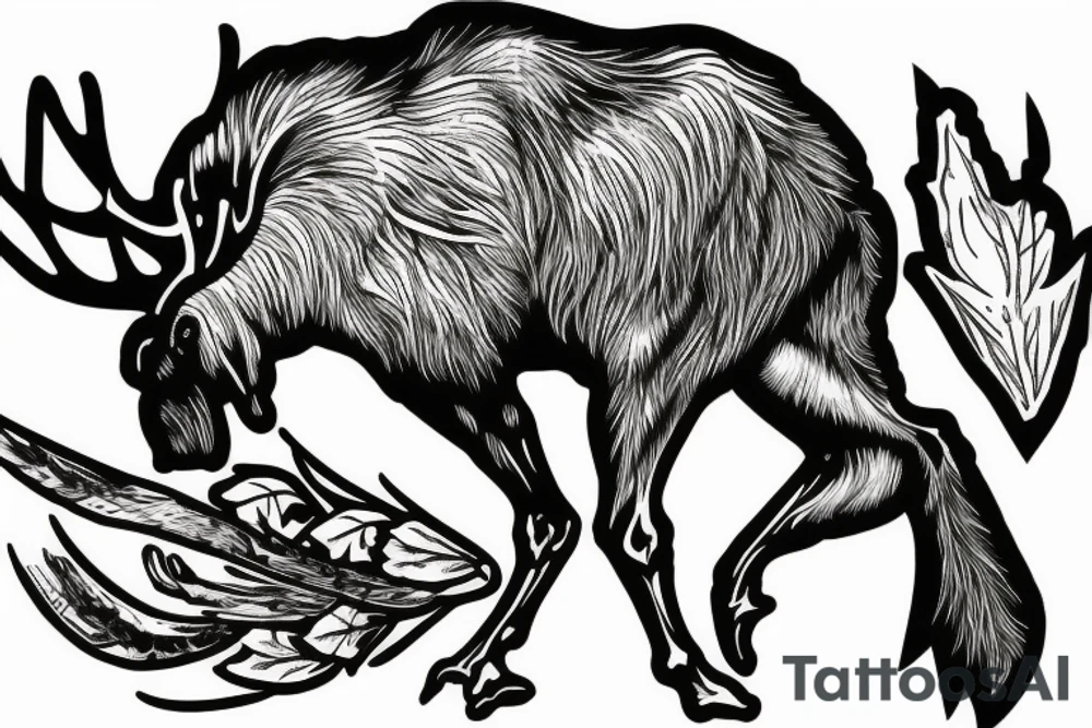 Moose eating an eagle tattoo idea