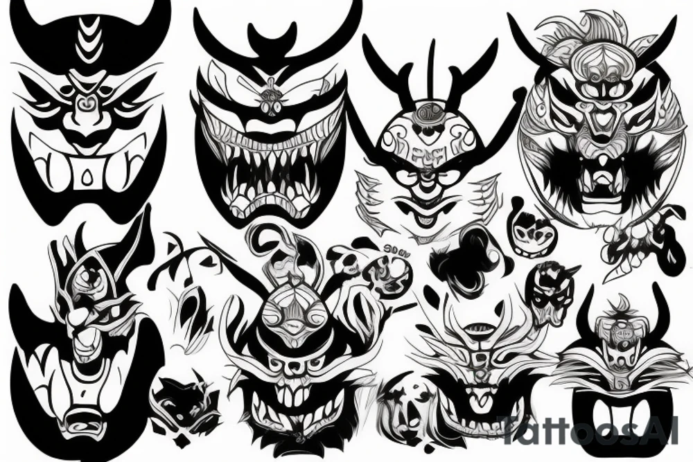 Oni mask tattoo idea