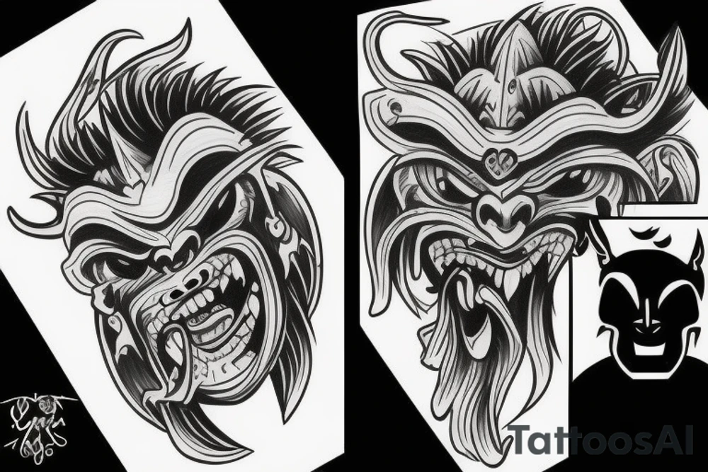 Oni mask tattoo idea