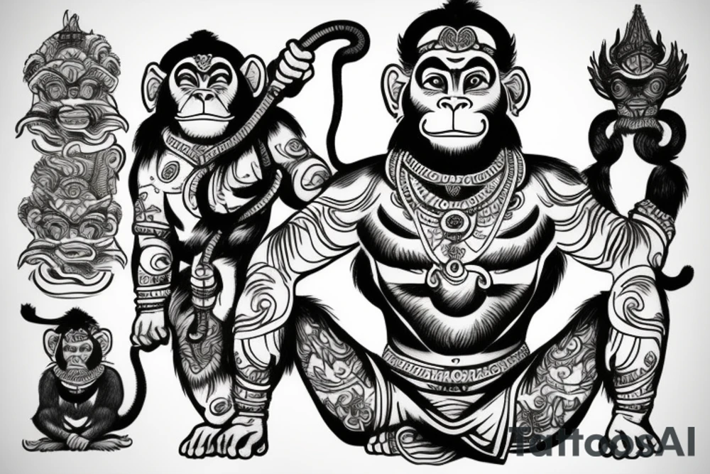 Hanuman and Monkey King tattoo idea