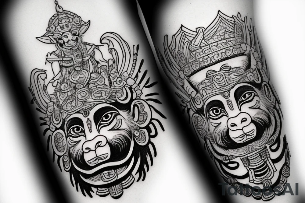 Hanuman and Monkey King fight tattoo idea