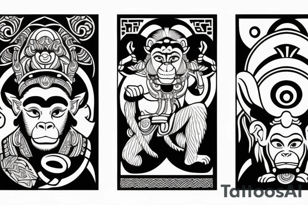 Hanuman and Monkey King fight tattoo idea