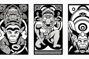 Hanuman and Monkey King fight tattoo idea