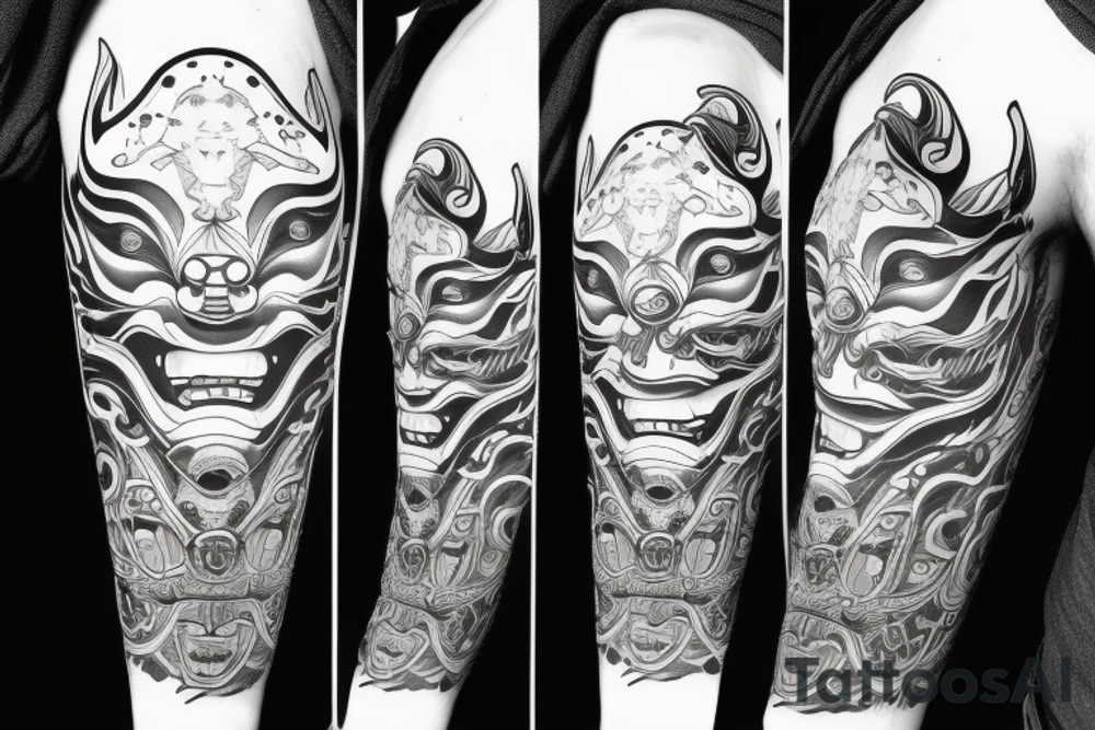 Oni mask tattoo idea