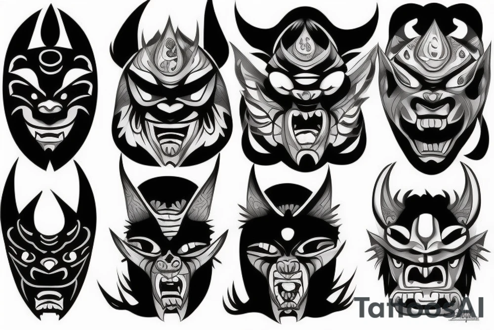 Oni mask tattoo idea
