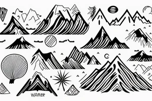 Flow of the water with mountains minimalist tattoo idea