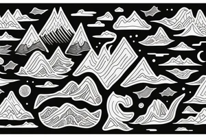 Flow of the water with mountains minimalist tattoo idea