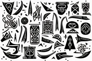 in Scandinavian style with axes, nodes and hieroglyphs, on the forearm tattoo idea