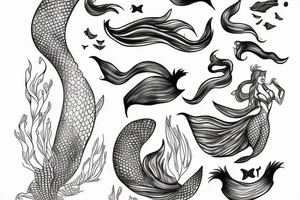 Dark tattoo of a mermaid under water tattoo idea