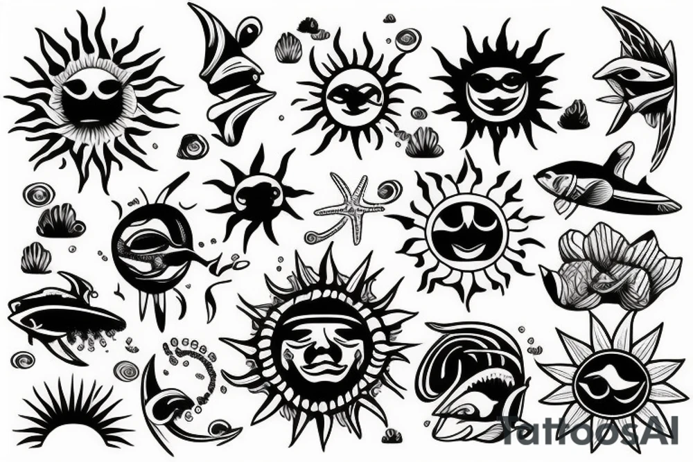 Sun and ocean tattoo idea