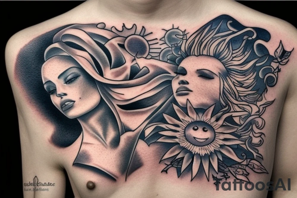 Sun and ocean tattoo idea