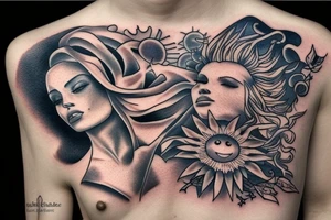Sun and ocean tattoo idea