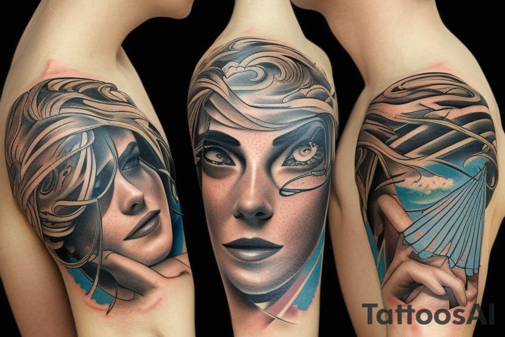 Sun and ocean tattoo idea