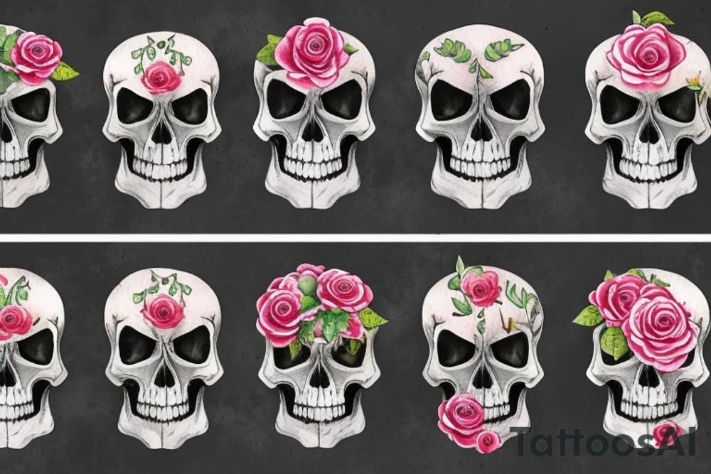 Skull with the top broken off and flowers growing out of it tattoo idea