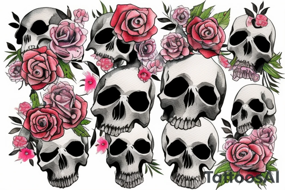 Skull with the top broken off and flowers growing out of it tattoo idea